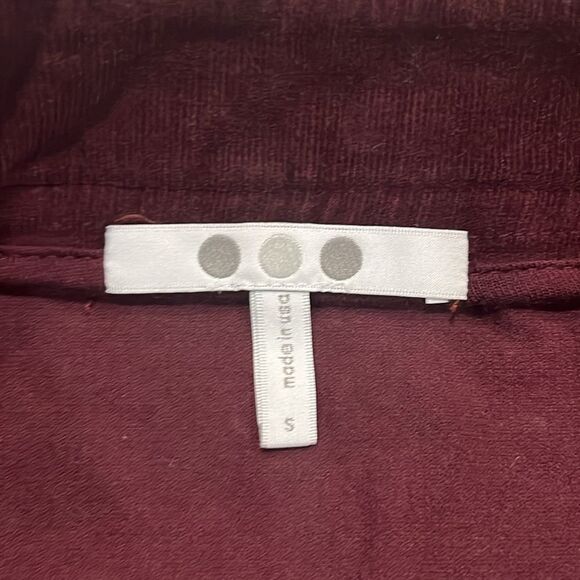 Nordstrom NWOT Three Dot burgundy a-line corduroy mini skit gold buttons - small - Picture 8 of 9